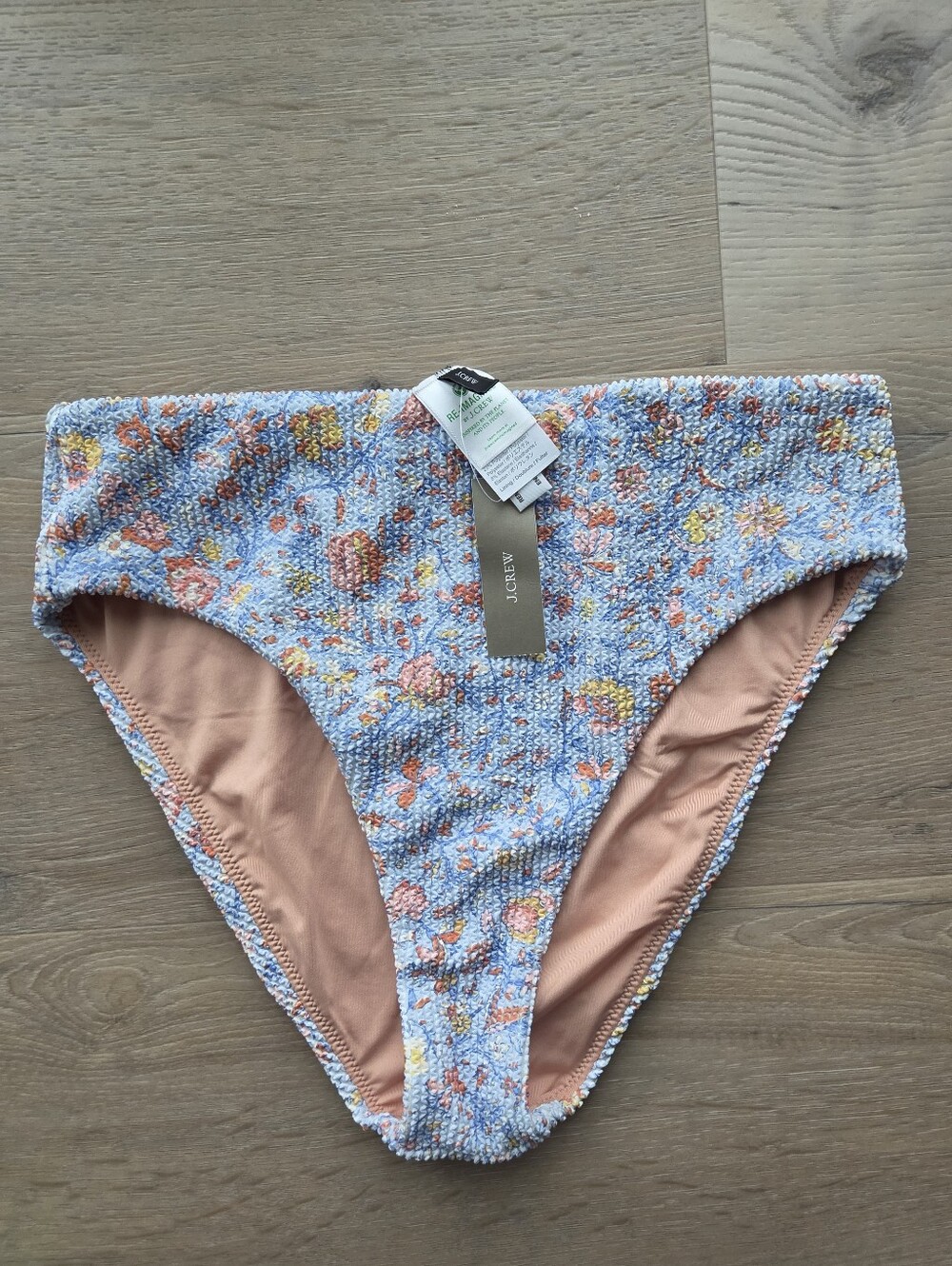 J.Crew Floral Blue Textured Bikini Bottom